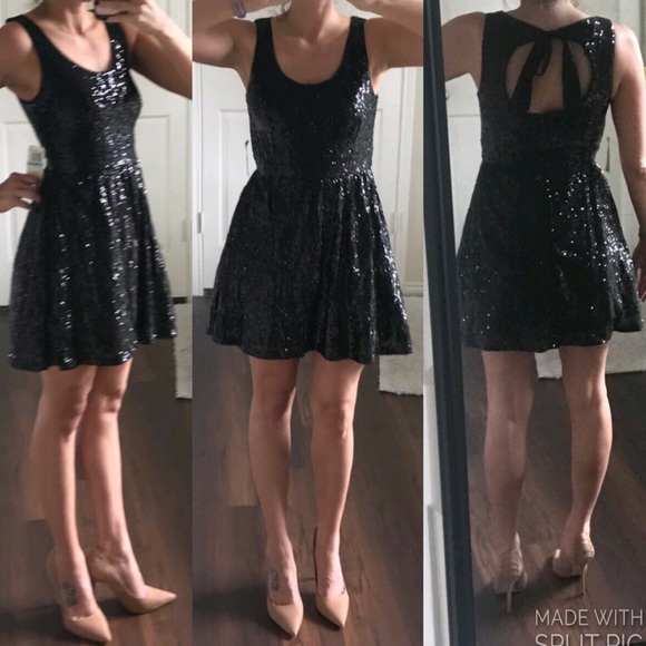 B Darlin Other - NWT B. Darlin black sequin open back dress